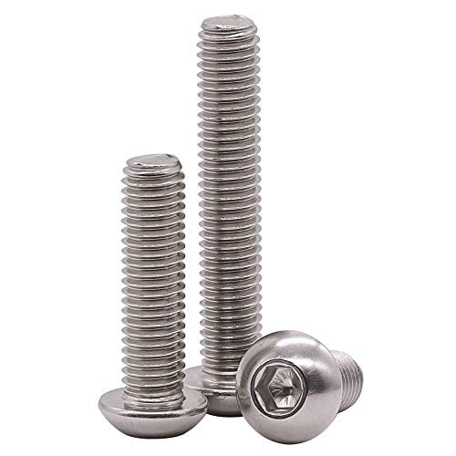 100 pcs by Eastlo Fastener Allen Hex Drive 1/4-20 x 3/8 Button Head Socket Cap Bolts Screws Fully Machine Thread 304 Stainless Steel 18-8 Bright Finish 